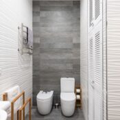 Stylish bathroom with elegant fixtures and contemporary design elements.