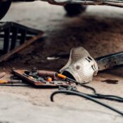 A detailed view of automotive tools and equipment in a workshop, perfect for repair and maintenance.