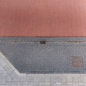 Overhead shot showing diverse paving patterns in vibrant colors.
