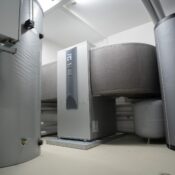 Efficient and innovative heat pump system in an indoor setting for advanced heating solutions.